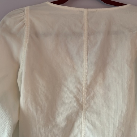 XS cream colored Madewell corduroy shirred sleeve button front top - Picture 9 of 10